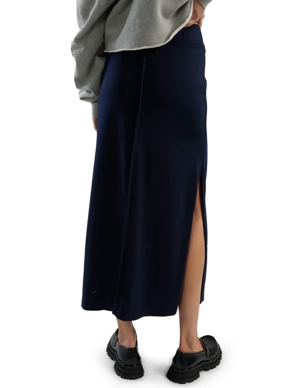 Discount LES TIEN Max Side Slit Skirt Navy