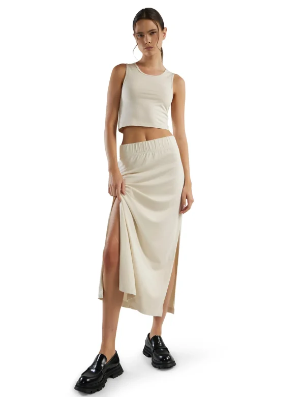 Sale LES TIEN Max Side Slit Skirt Ivory