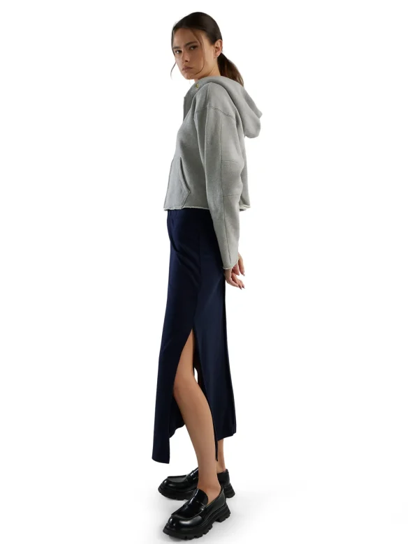 Discount LES TIEN Max Side Slit Skirt Navy