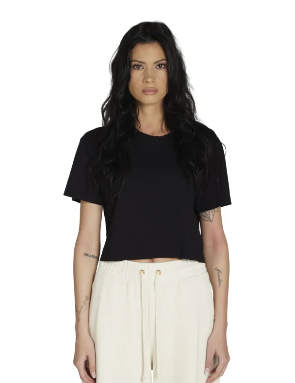 New LES TIEN May Crop Tee Jet Black