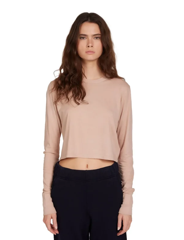 Sale LES TIEN Mert Long Sleeve Crop Tee Mauve