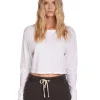 Discount LES TIEN Mert Long Sleeve Crop Tee White
