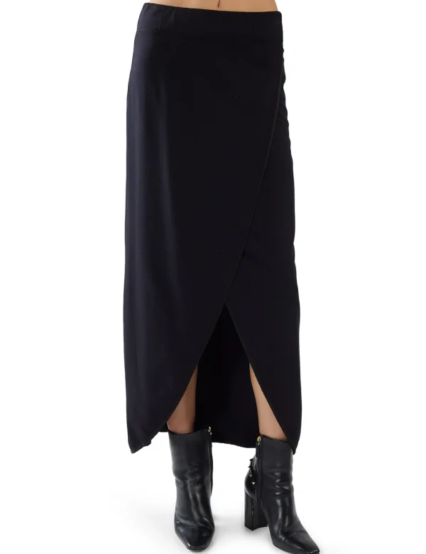 Sale LES TIEN Milly Scallop Wrap Skirt Jet Black