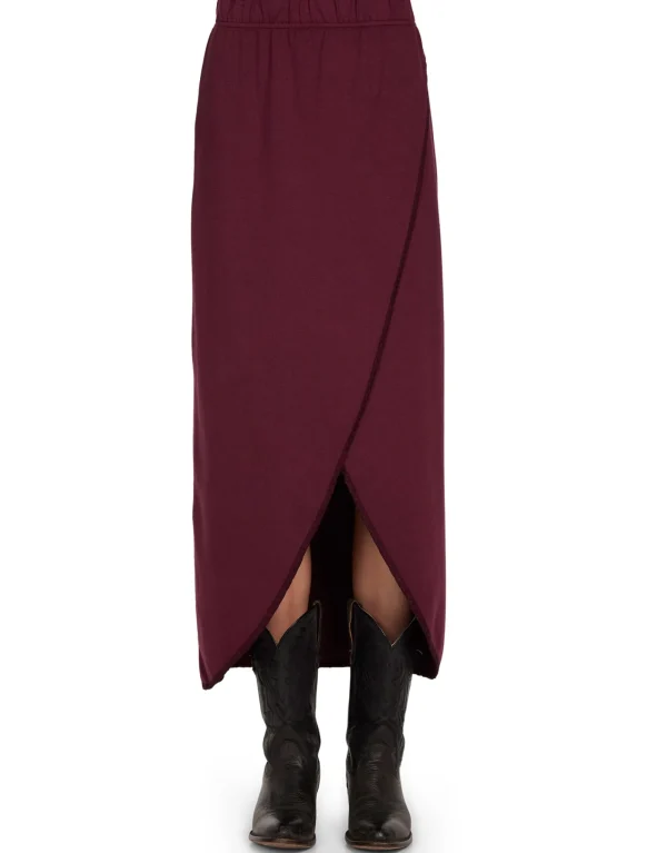 Discount LES TIEN Milly Scallop Wrap Skirt Bordeaux