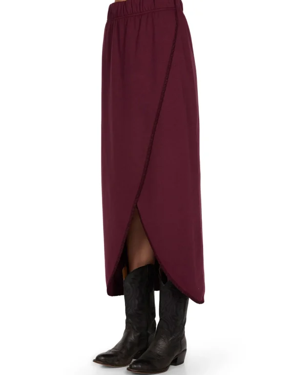 Discount LES TIEN Milly Scallop Wrap Skirt Bordeaux
