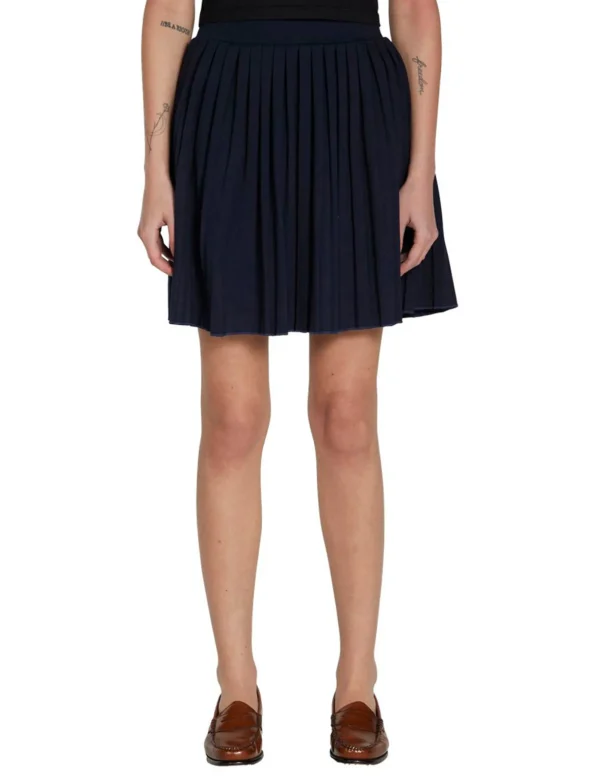 Clearance LES TIEN Paulina Box Pleat Tennis Skirt Navy