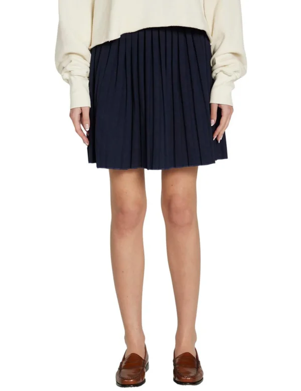 Clearance LES TIEN Paulina Box Pleat Tennis Skirt Navy
