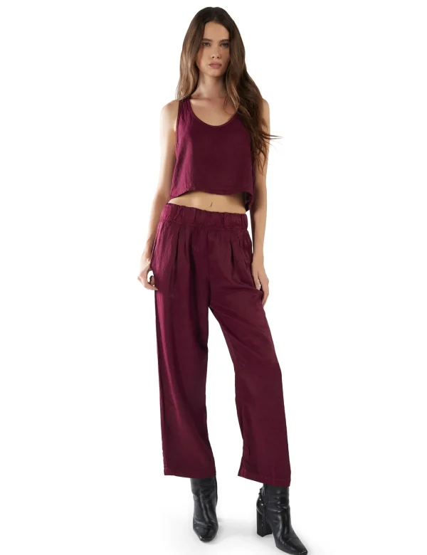 Sale LES TIEN Penny Pleat Front Pant Bordeaux