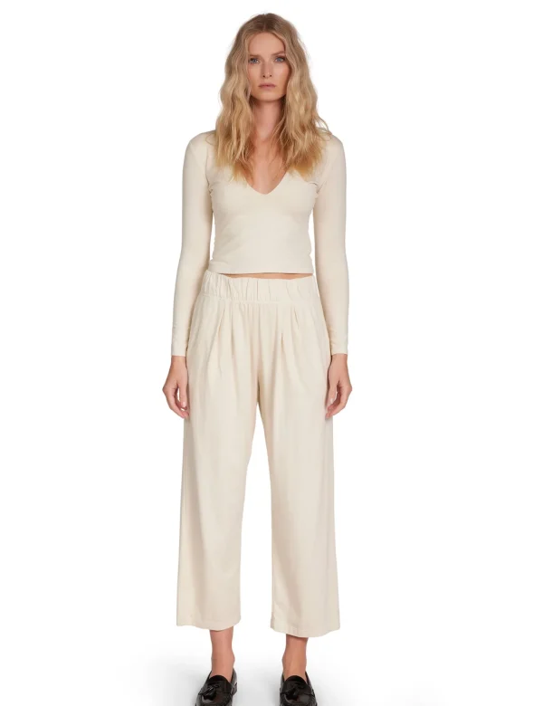 Sale LES TIEN Penny Pleat Front Pant Ivory