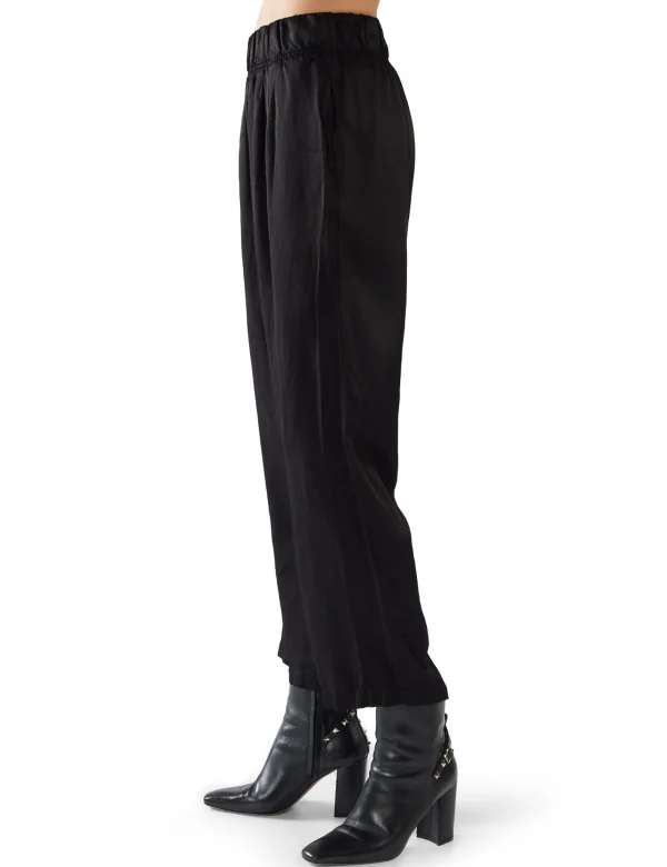 Clearance LES TIEN Penny Pleat Front Pant Jet Black