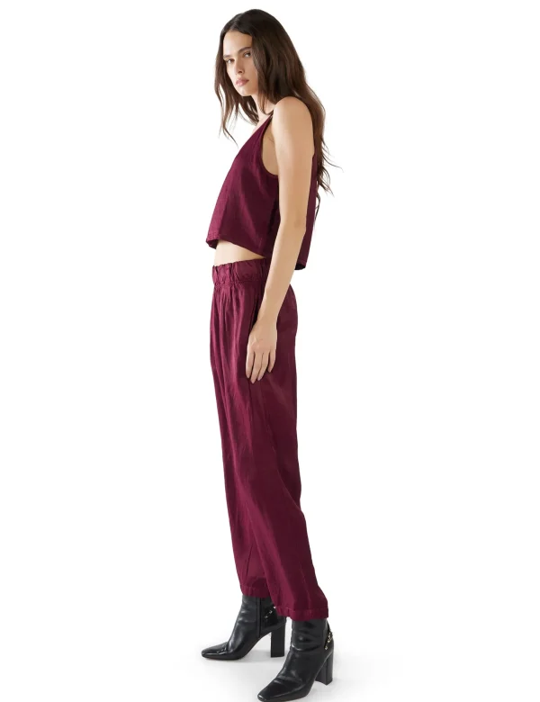 Sale LES TIEN Penny Pleat Front Pant Bordeaux