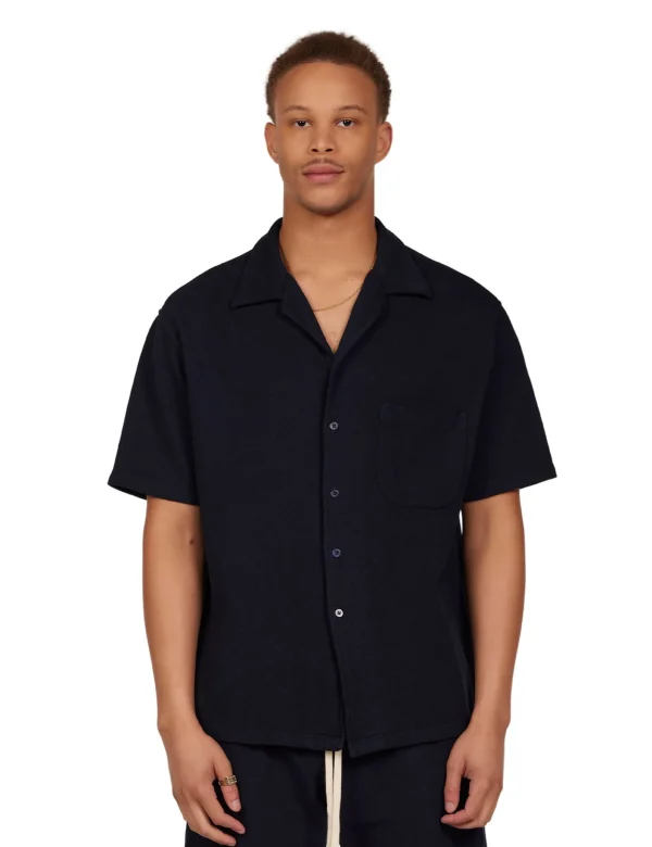 Hot LES TIEN Piqué Cuban Shirt Navy
