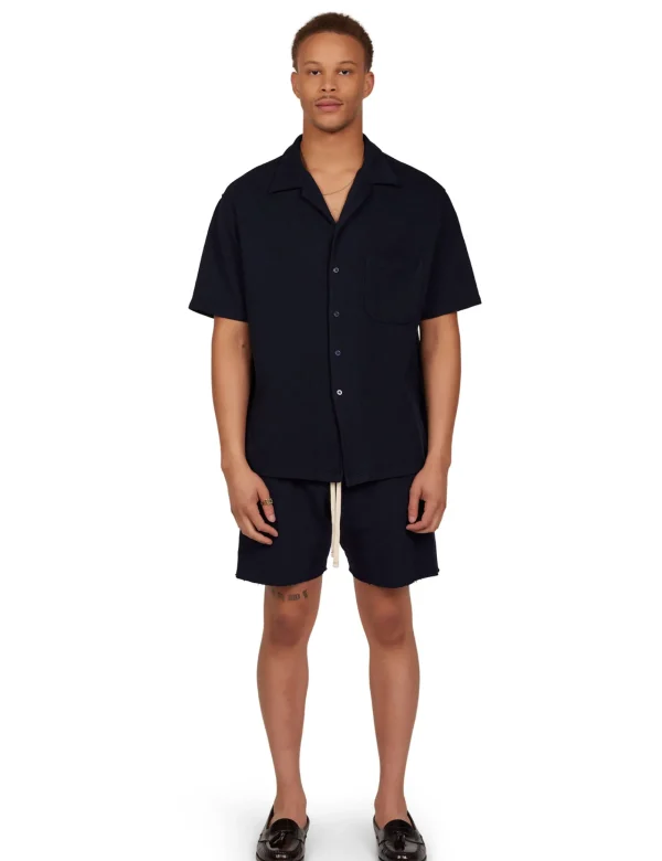 Hot LES TIEN Piqué Cuban Shirt Navy