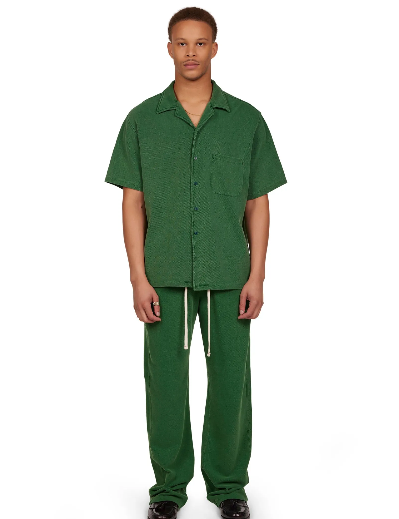 piqu_cuban_shirt_1-2.webp Sale LES TIEN Piqué Cuban Shirt Washed Verde