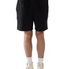 Clearance LES TIEN Piqué Pleated Tuxedo Short Black Stone