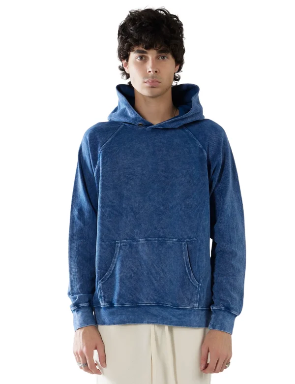 Fashion LES TIEN Piqué Raglan Hoodie Acid Blue Opal