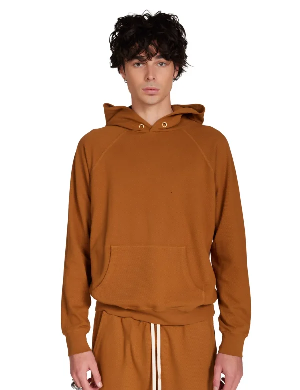 Sale LES TIEN Piqué Raglan Hoodie Sahara