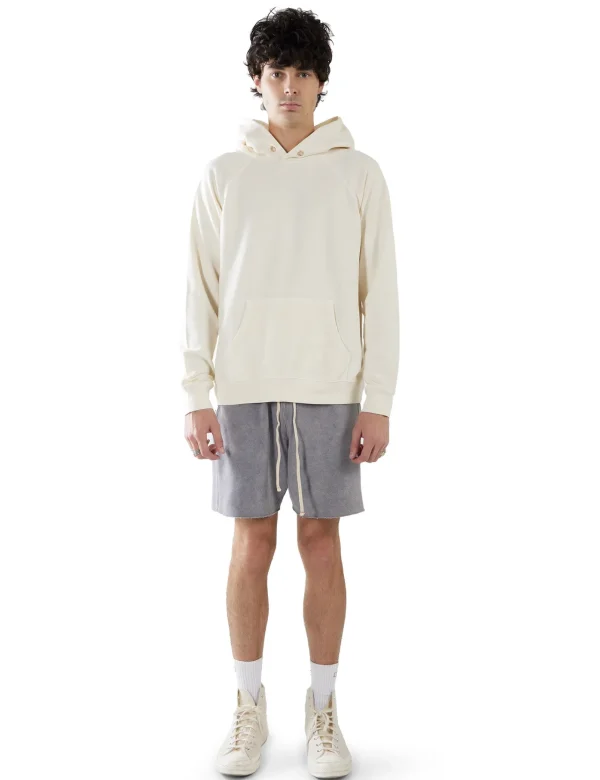 Clearance LES TIEN Piqué Raglan Hoodie Ivory Stone