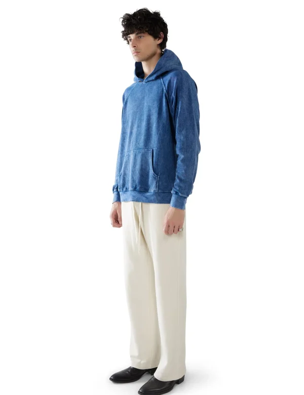 Fashion LES TIEN Piqué Raglan Hoodie Acid Blue Opal