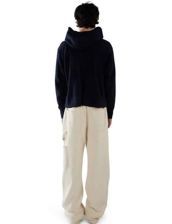 Online LES TIEN Piqué Raw Cropped Hoodie Navy