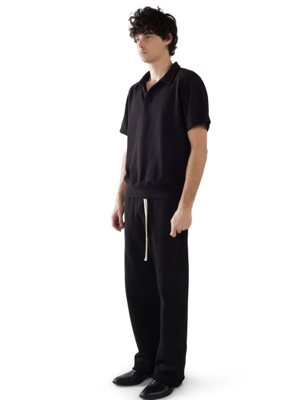 Outlet LES TIEN Piqué S/S Banded Tennis Polo Jet Black