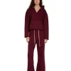 Hot LES TIEN Rachel Raw Crop Hoodie Bordeaux