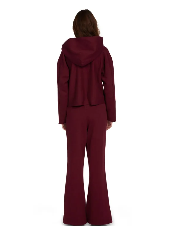 Hot LES TIEN Rachel Raw Crop Hoodie Bordeaux