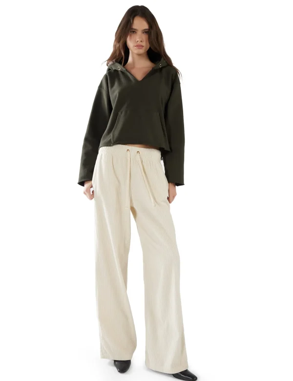 Hot LES TIEN Rachel Raw Crop Hoodie Forest