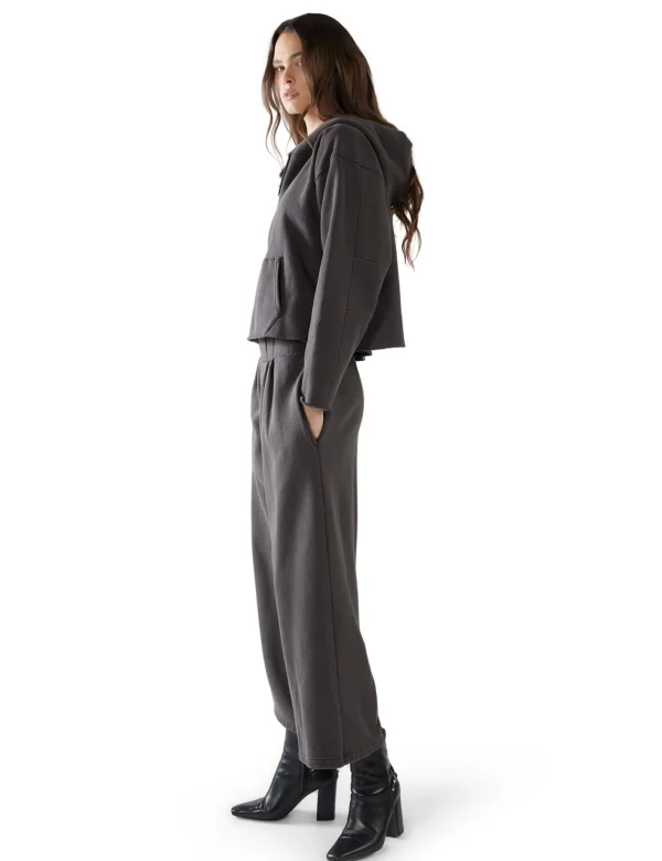Best LES TIEN Rachel Raw Crop Hoodie Vintage Black
