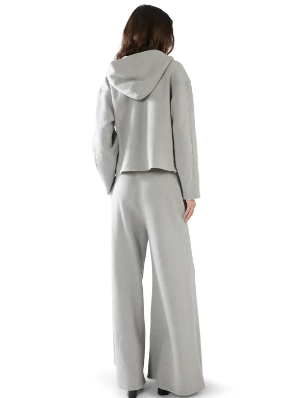 Clearance LES TIEN Rachel Raw Crop Hoodie Heather Grey