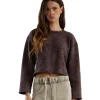 Online LES TIEN Raven Raw Crop Crew Fig Mineral