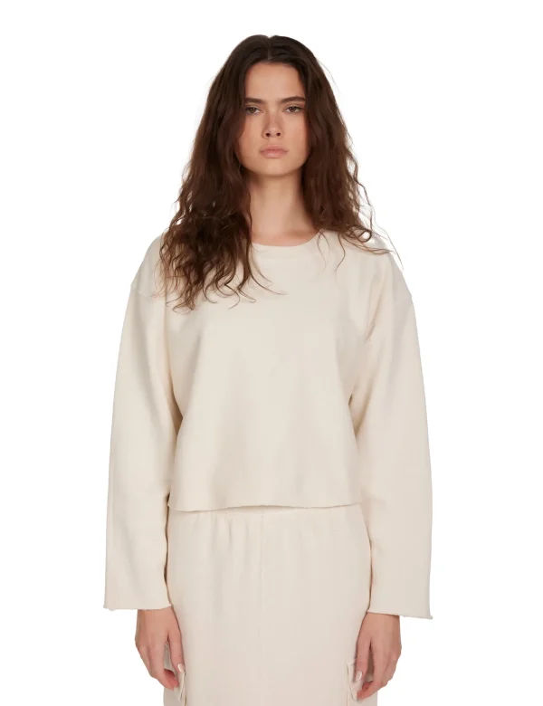 Outlet LES TIEN Raven Raw Crop Crew Ivory