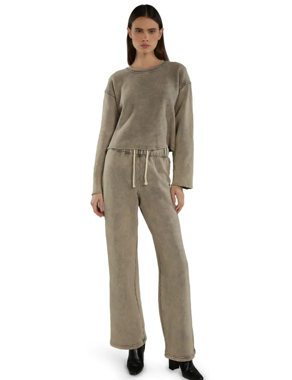 Online LES TIEN Raven Raw Crop Crew Dove Mineral