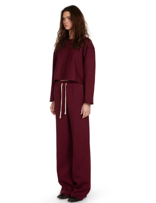 Discount LES TIEN Raven Raw Crop Crew Bordeaux