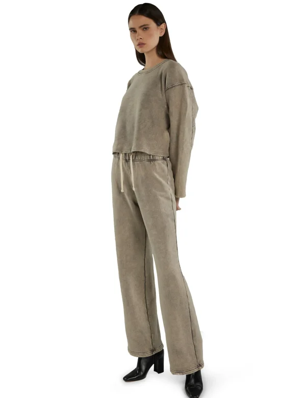 Online LES TIEN Raven Raw Crop Crew Dove Mineral