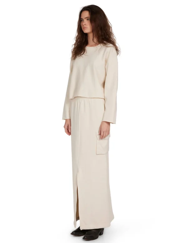 Outlet LES TIEN Raven Raw Crop Crew Ivory
