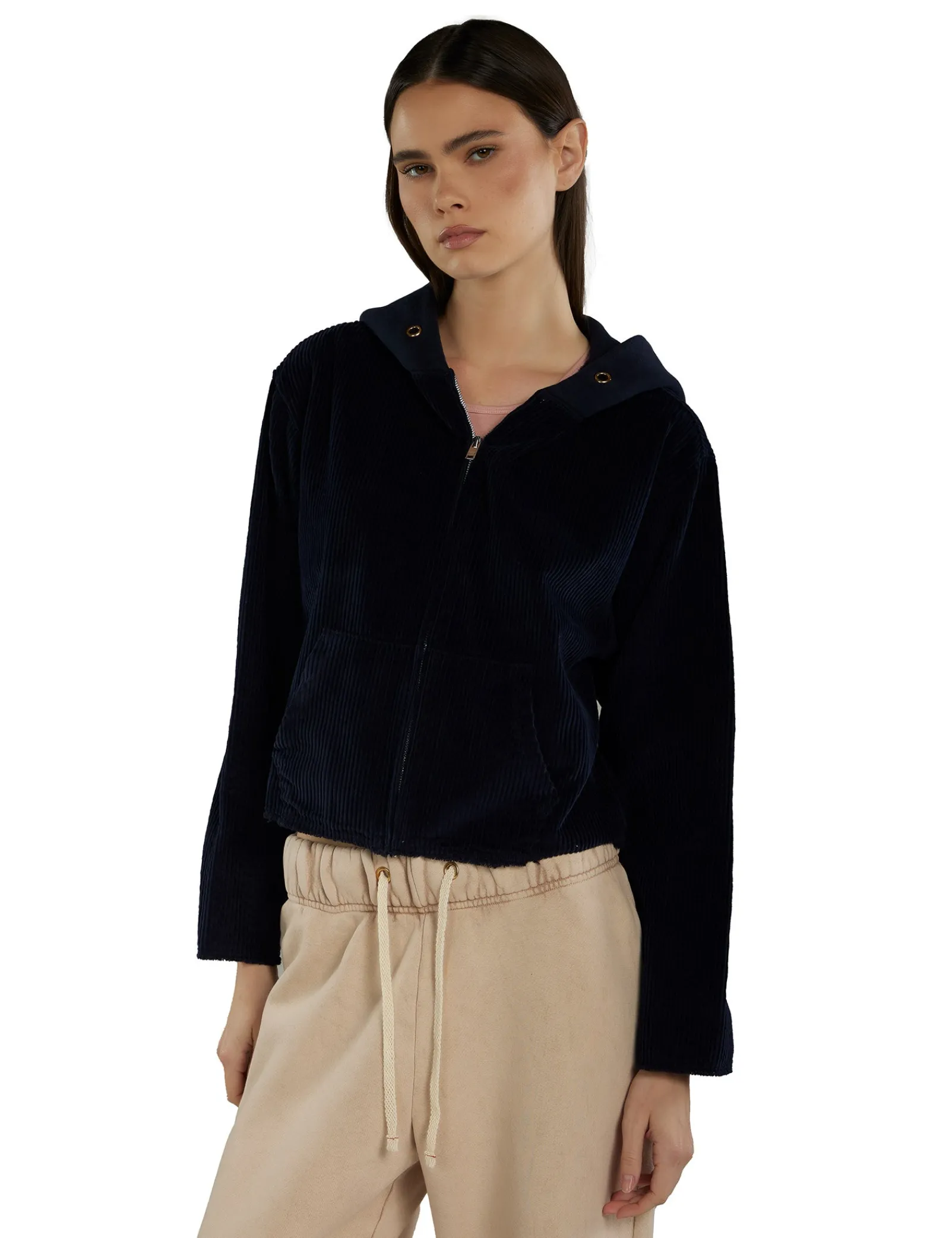 rosa_raw_zip_hoodie_0-1.webp Discount LES TIEN Rosa Raw Zip Hoodie Navy