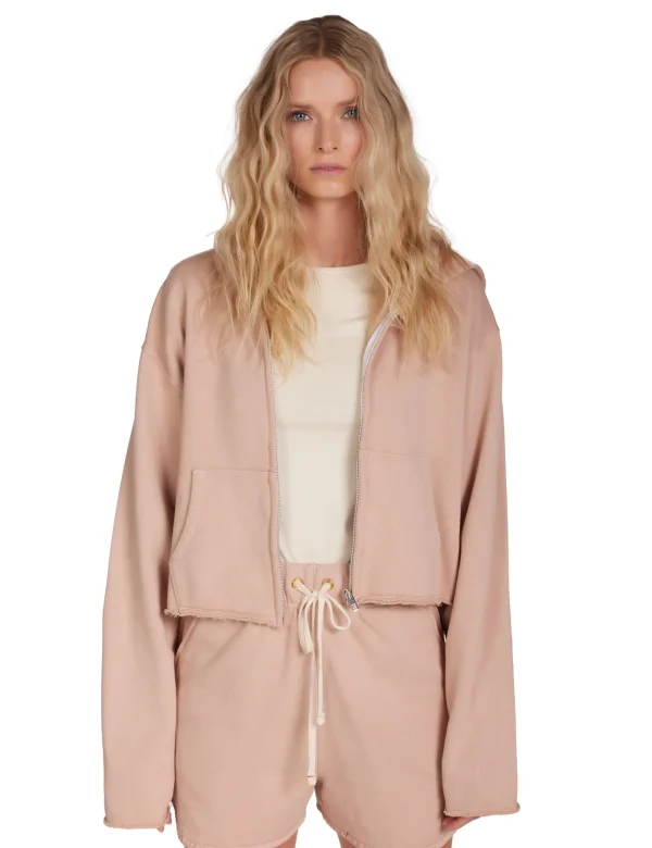 Outlet LES TIEN Rosa Raw Zip Hoodie Mauve