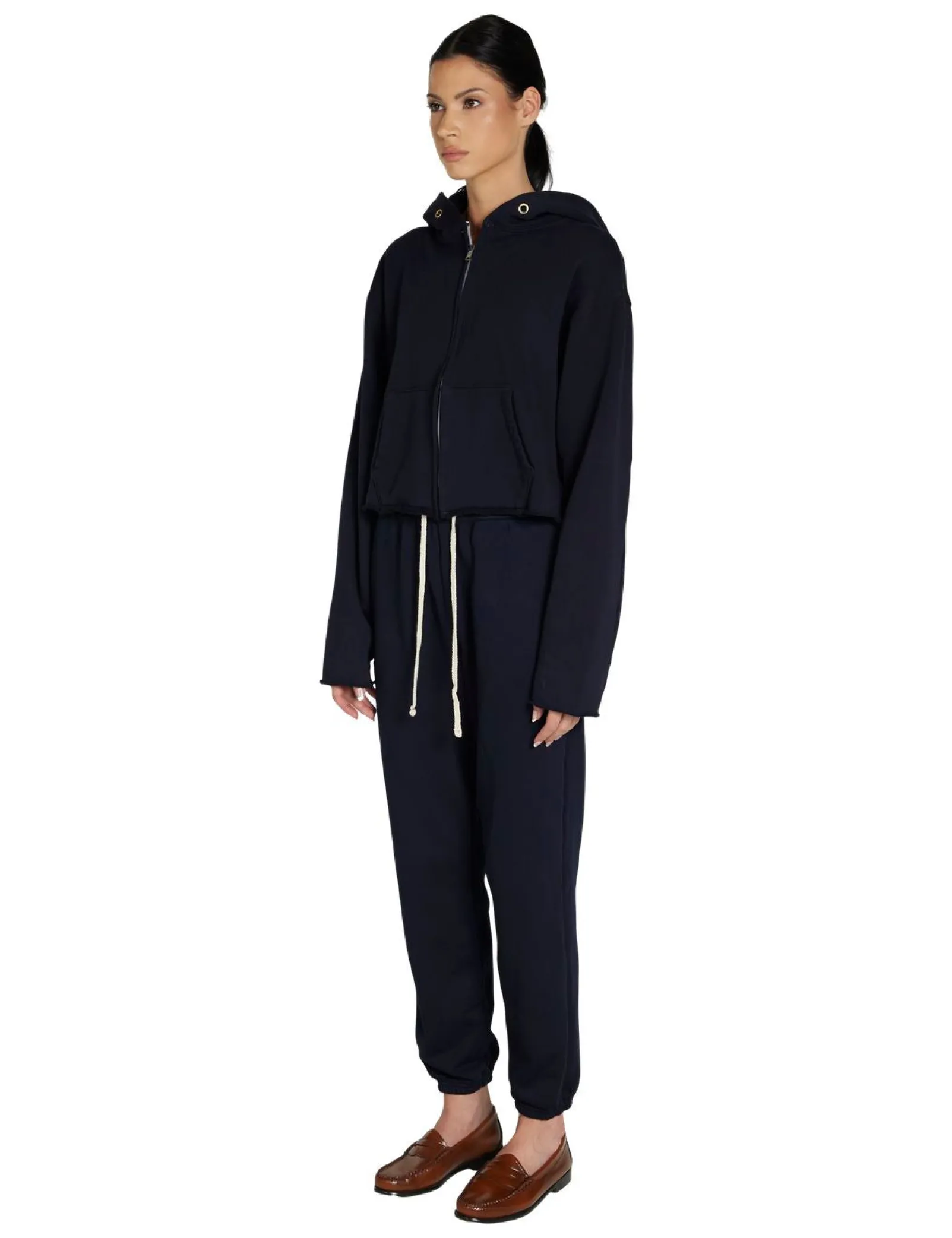 rosa_raw_zip_hoodie_1-4.webp Clearance LES TIEN Rosa Raw Zip Hoodie Navy