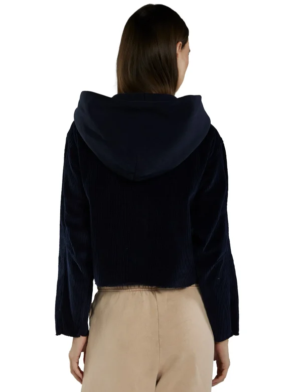 Discount LES TIEN Rosa Raw Zip Hoodie Navy