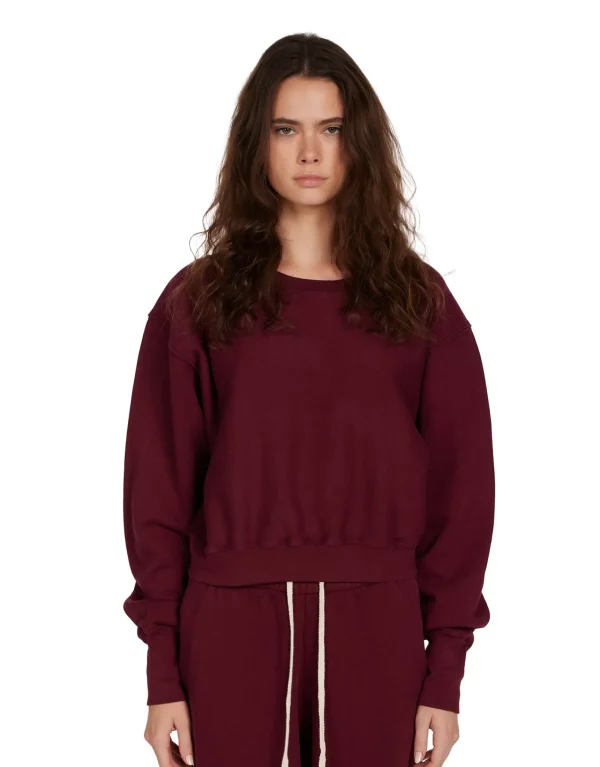 Fashion LES TIEN Ryder Crop Crew Bordeaux