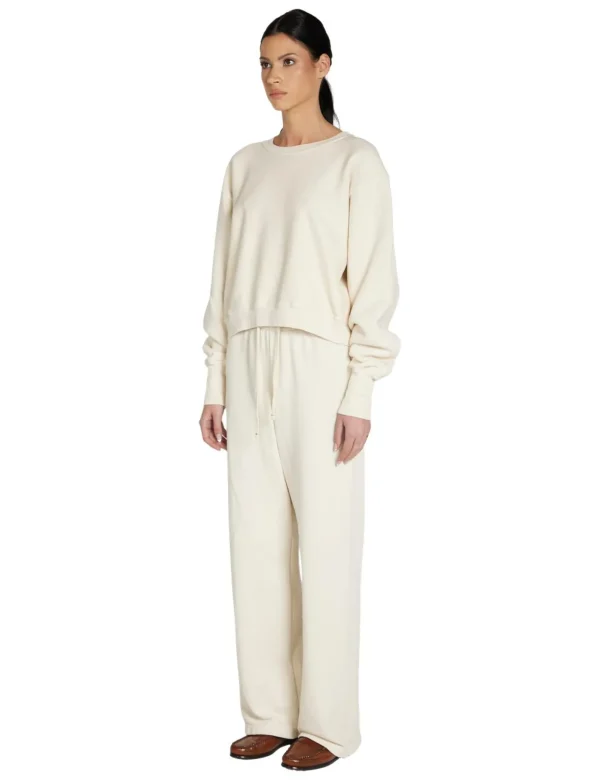 Clearance LES TIEN Ryder Crop Crew Ivory