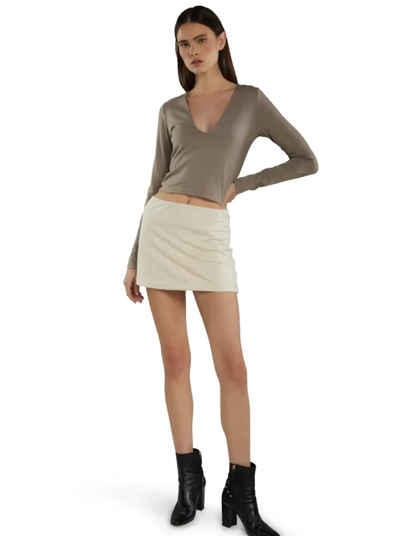 Clearance LES TIEN Shannon Micro Mini Skirt Ivory
