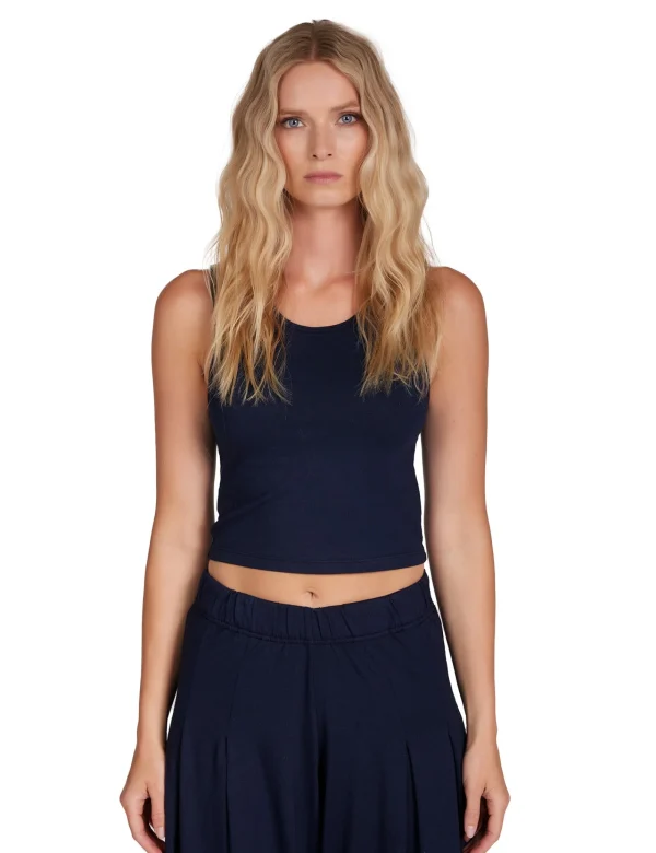 Clearance LES TIEN Talya Crop Tank Navy
