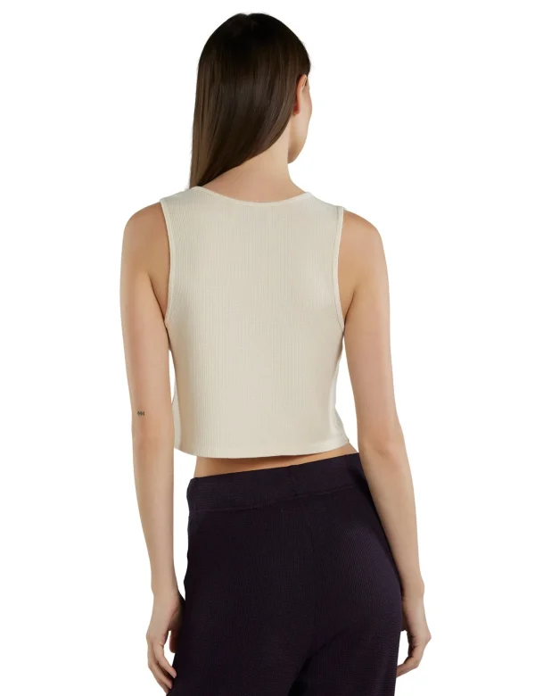 New LES TIEN Talya Crop Tank Ivory