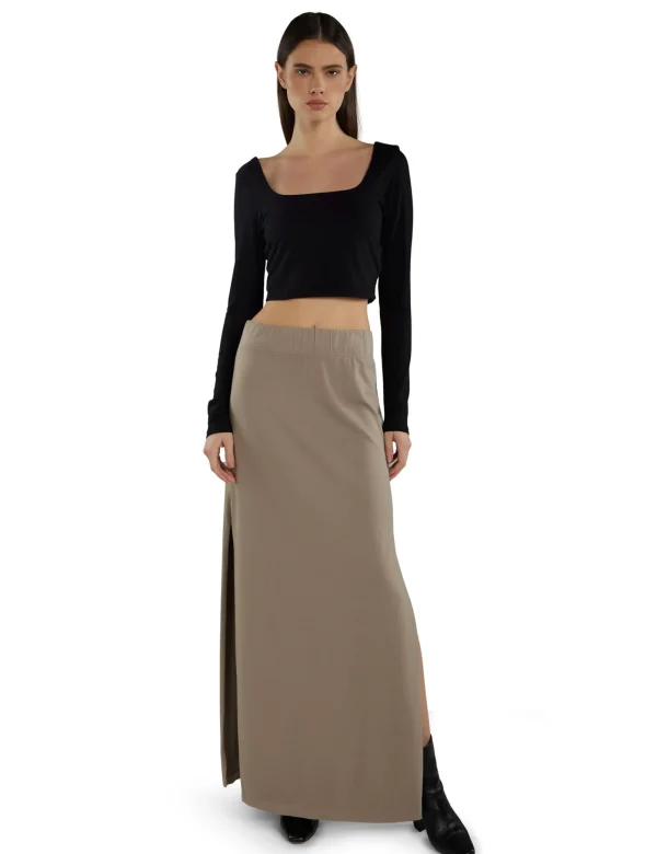 Sale LES TIEN Tess Square Neck Long Sleeve Jet Black