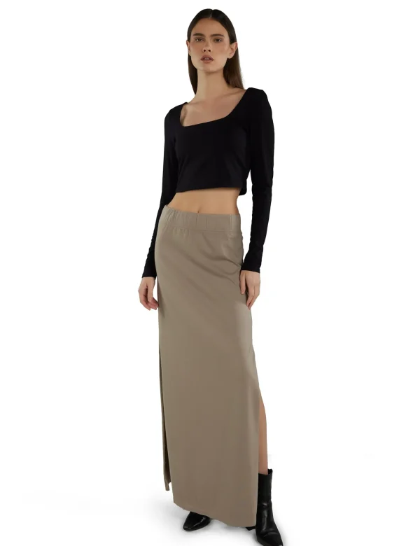 Sale LES TIEN Tess Square Neck Long Sleeve Jet Black