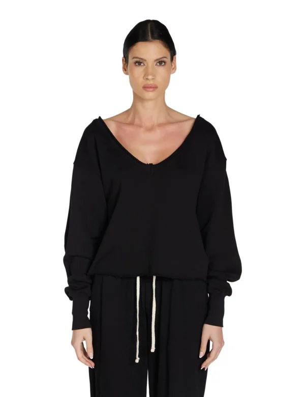 Online LES TIEN Veronica Double V Roll Neck Jet Black