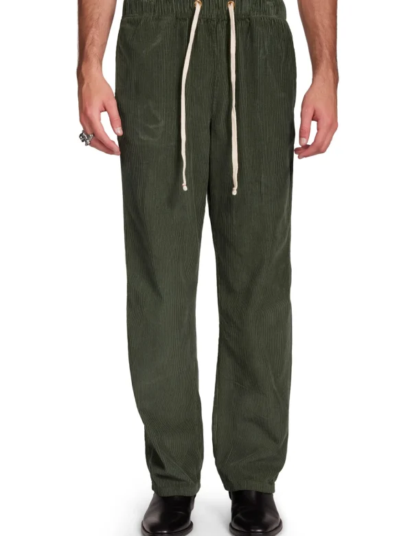 New LES TIEN Wide Wale Corduroy Classic Pant Dark Moss