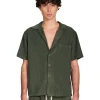 Online LES TIEN Wide Wale Corduroy Cuban Shirt Dark Moss